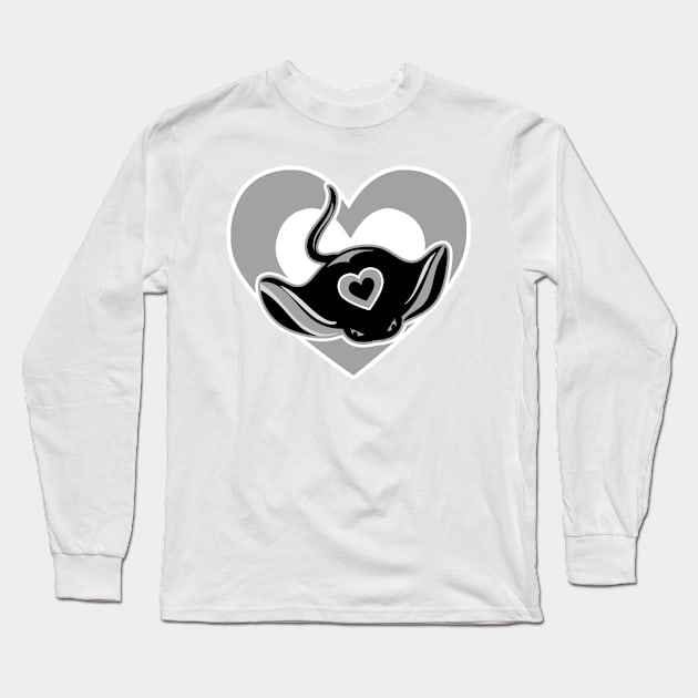 Cute Bat Ray Heart Long Sleeve T-Shirt by HeartsandFlags